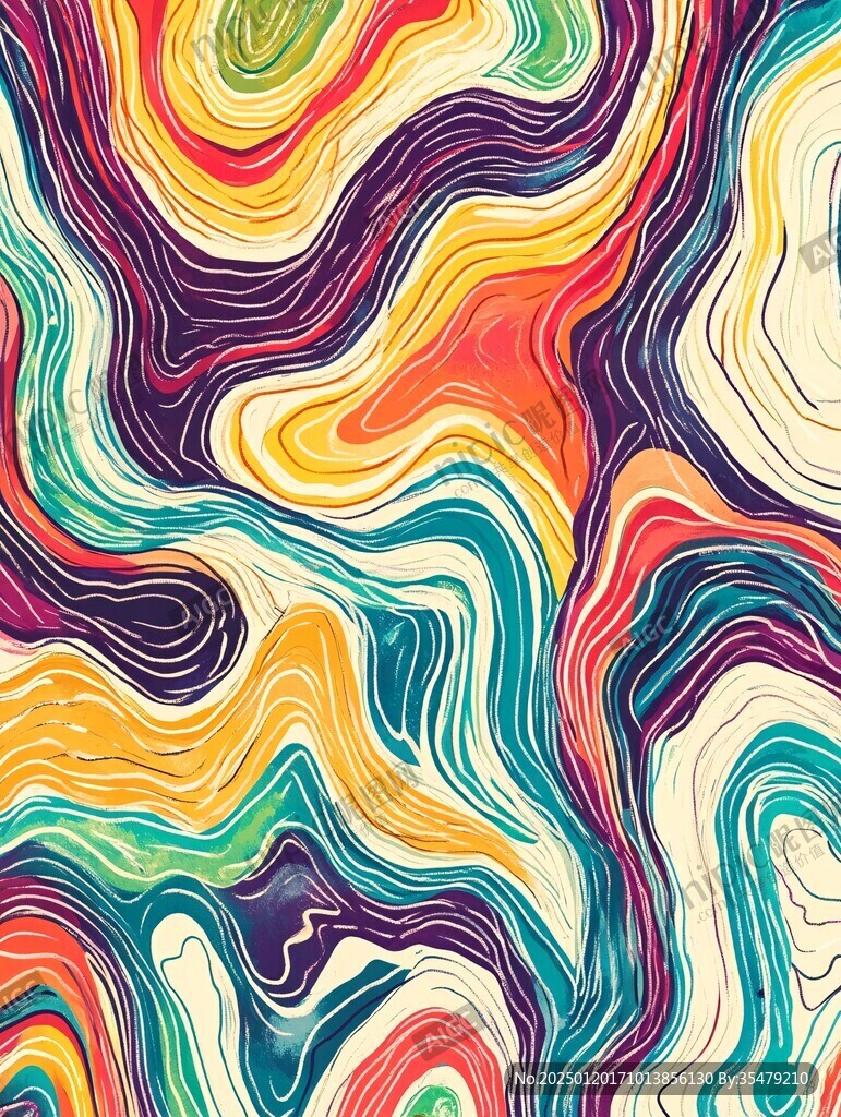 扭曲波浪数码印花