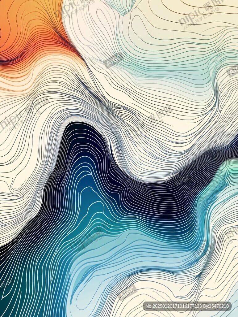 波浪线条画