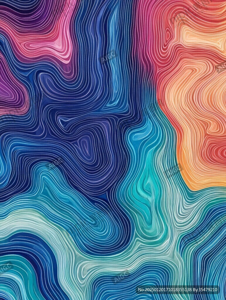 几何波浪彩色线条