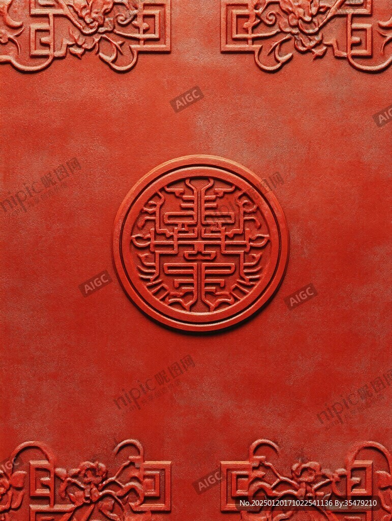 红色浮雕图案
