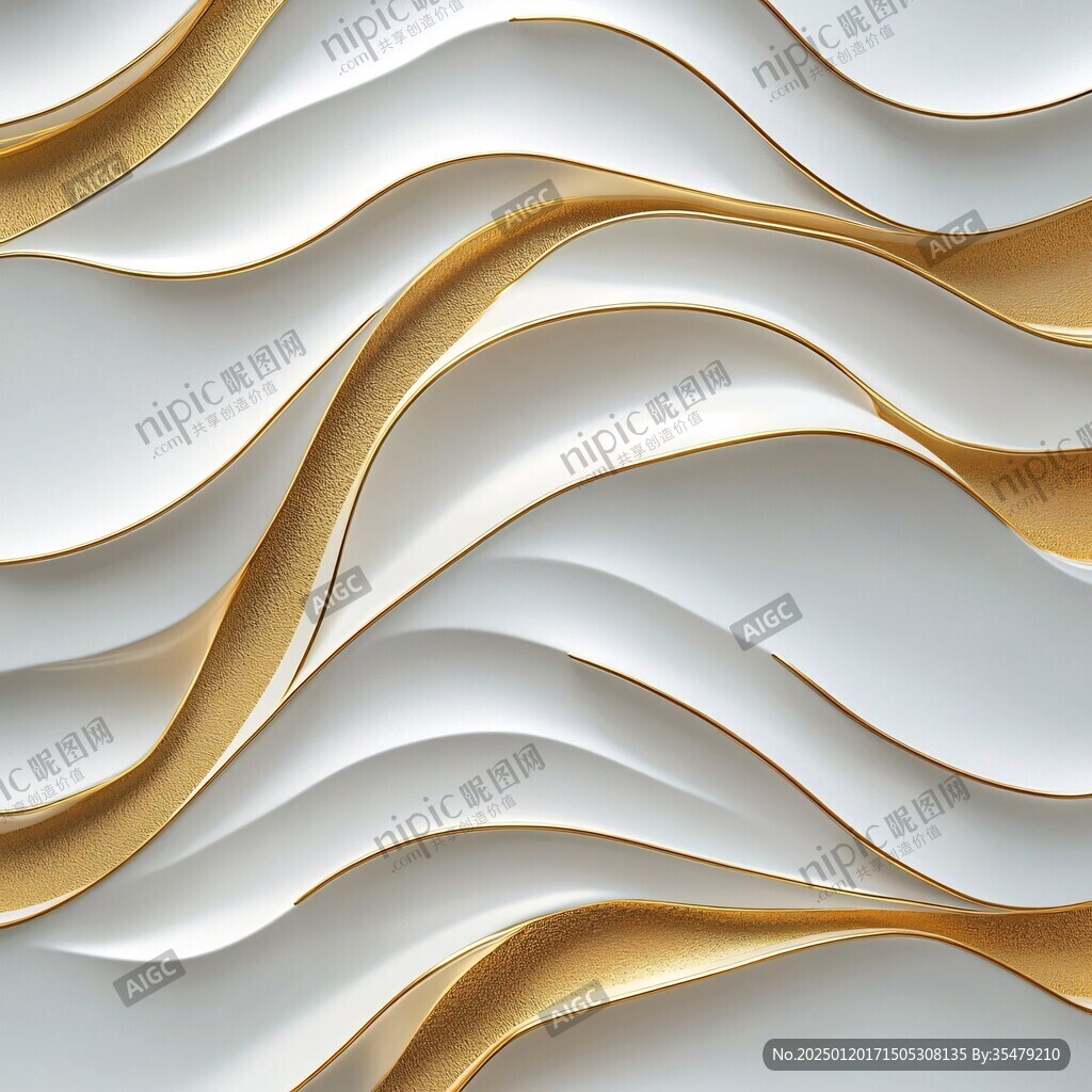 浮雕金色波浪纹