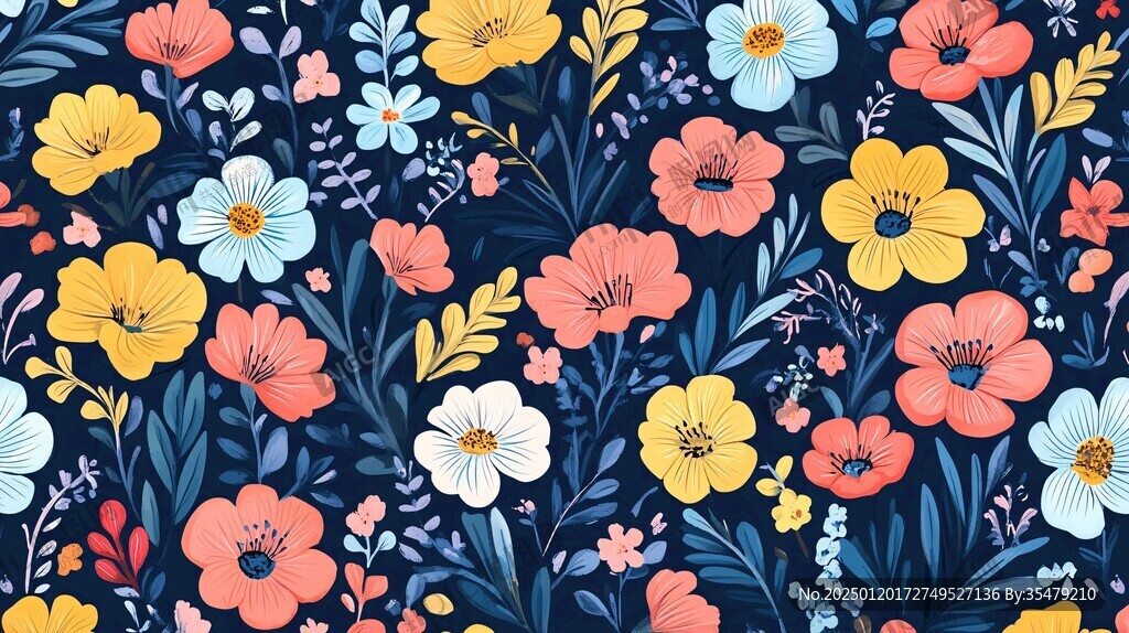 卡通印花花卉壁纸