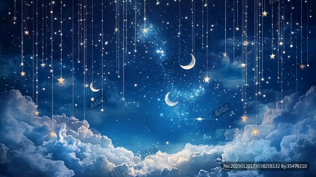 夜晚云彩星星