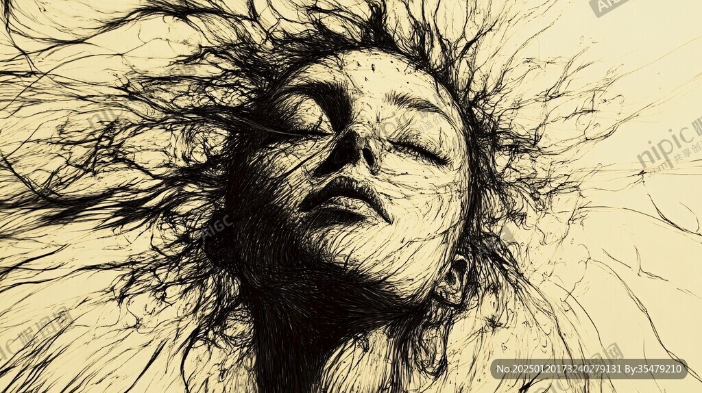 扭曲人像插画