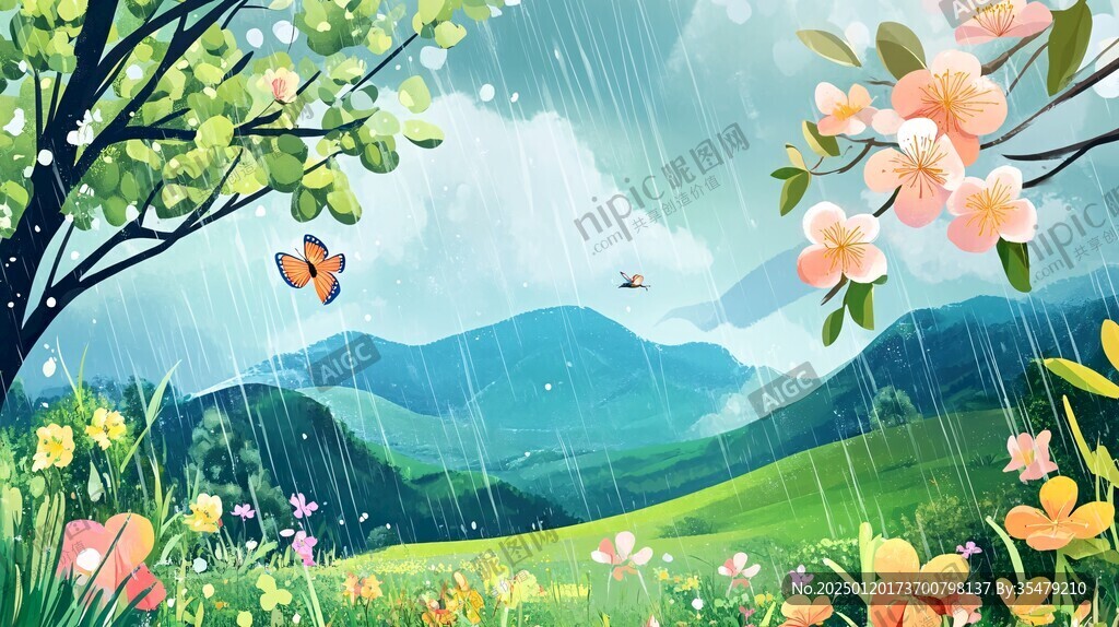 春天森林插画