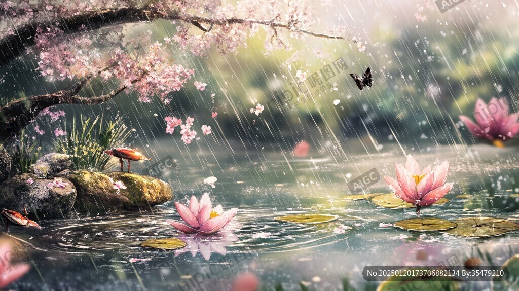 落花意境图