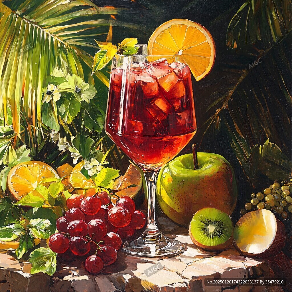 果饮酒插画