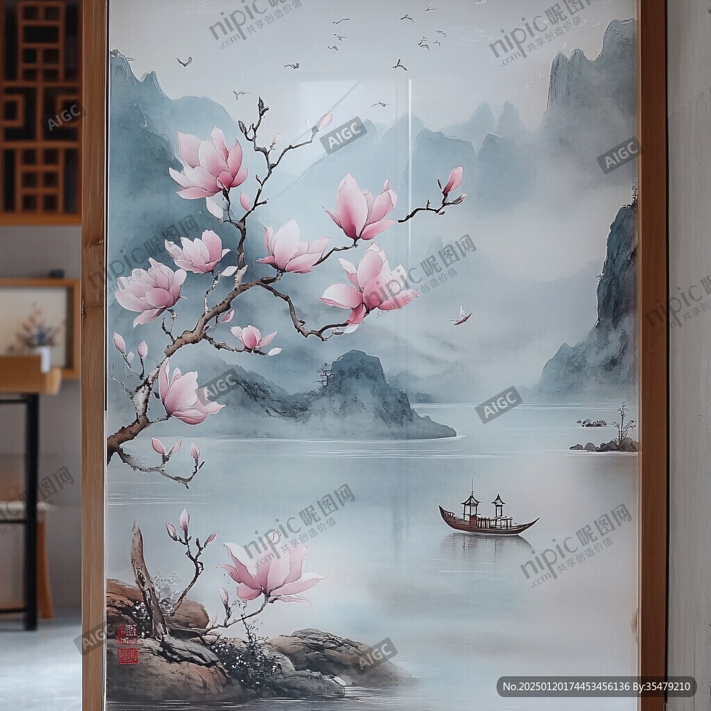 壁画意境山水