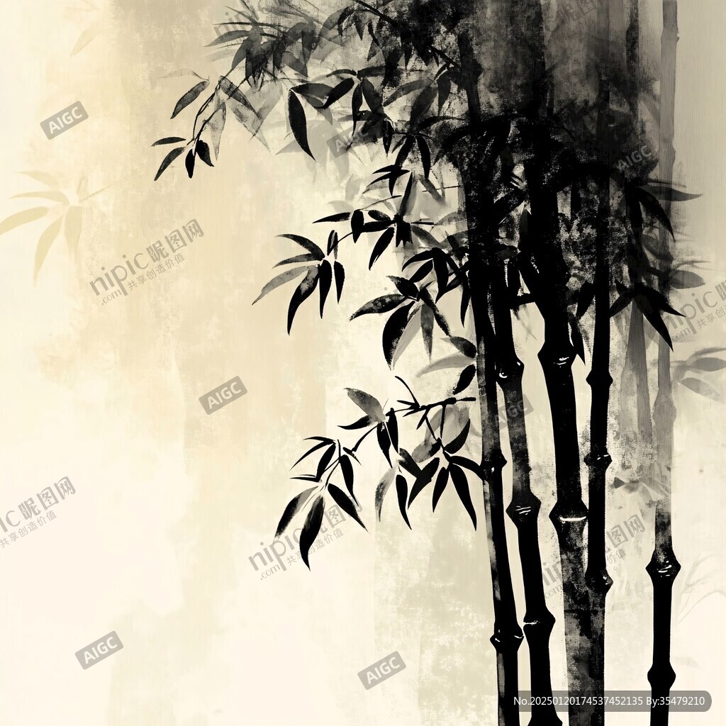 竹林古典水墨画