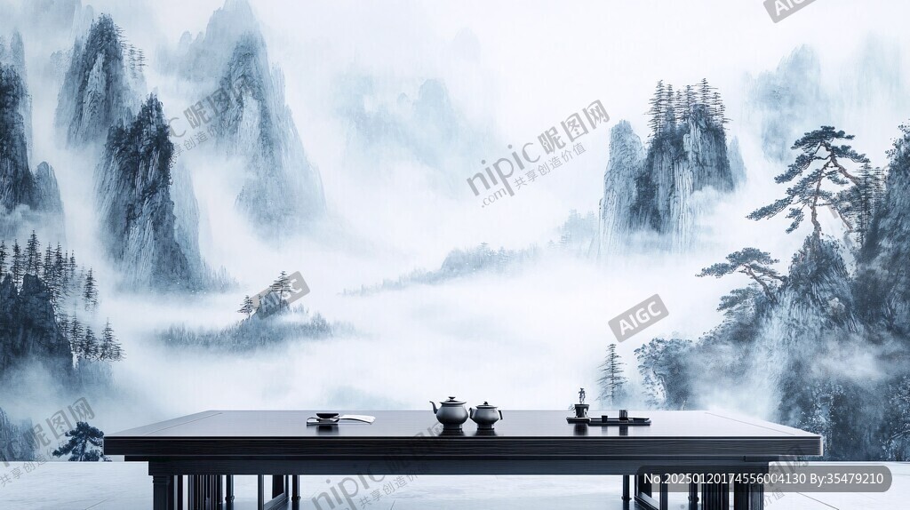 新中式茶室背景