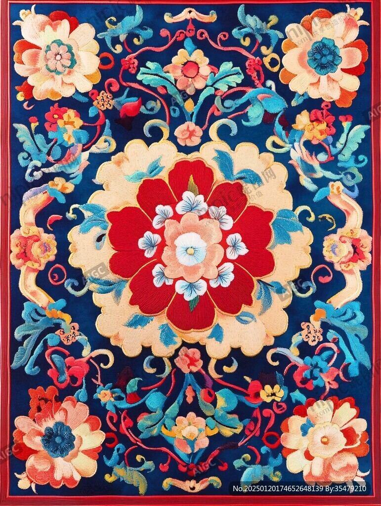 彩绣花卉纹