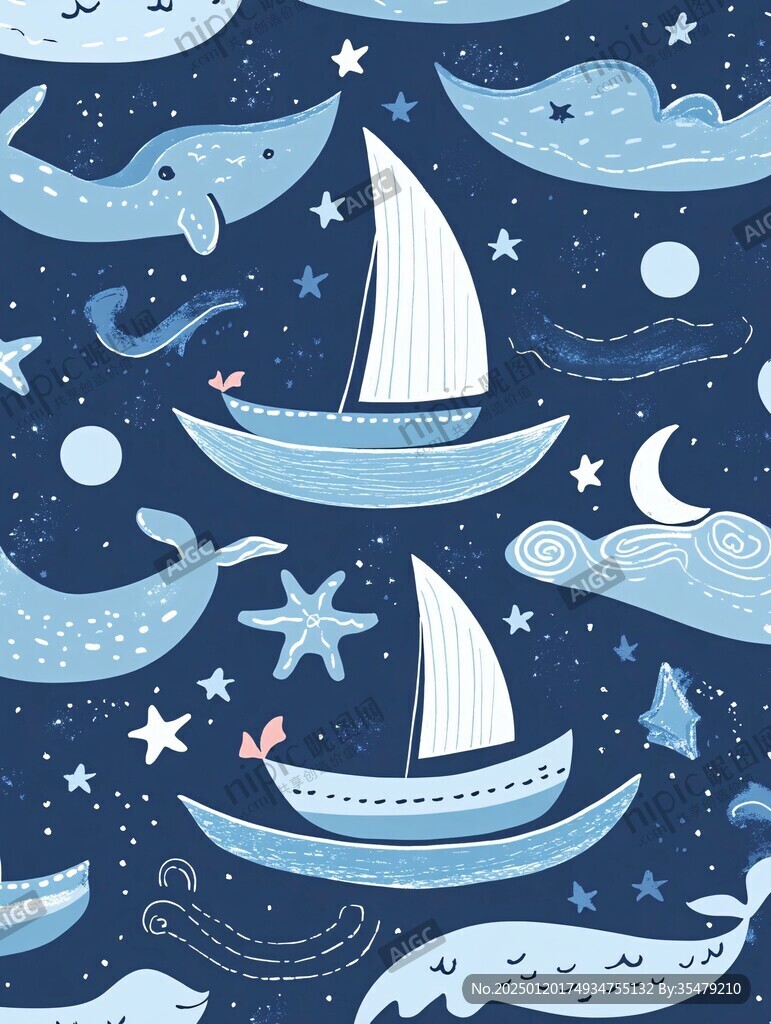 儿童场景海船图案