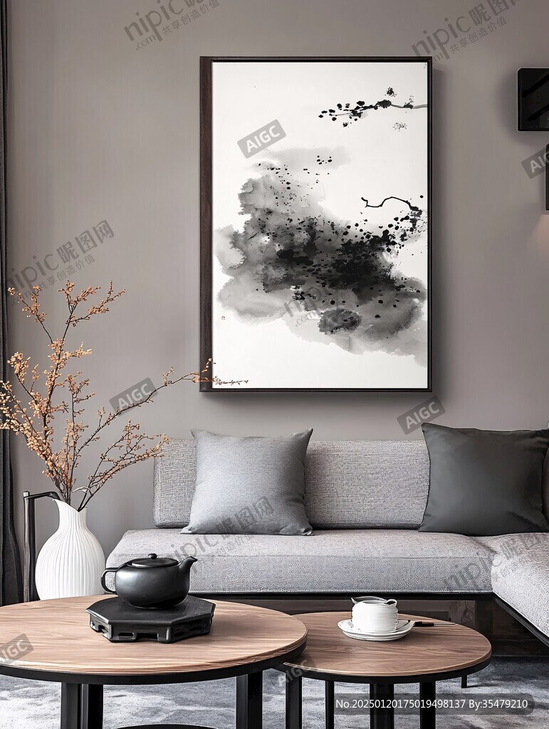 大气泼墨禅意挂画