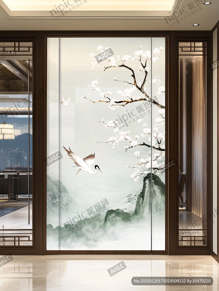 艺术玻璃花鸟画