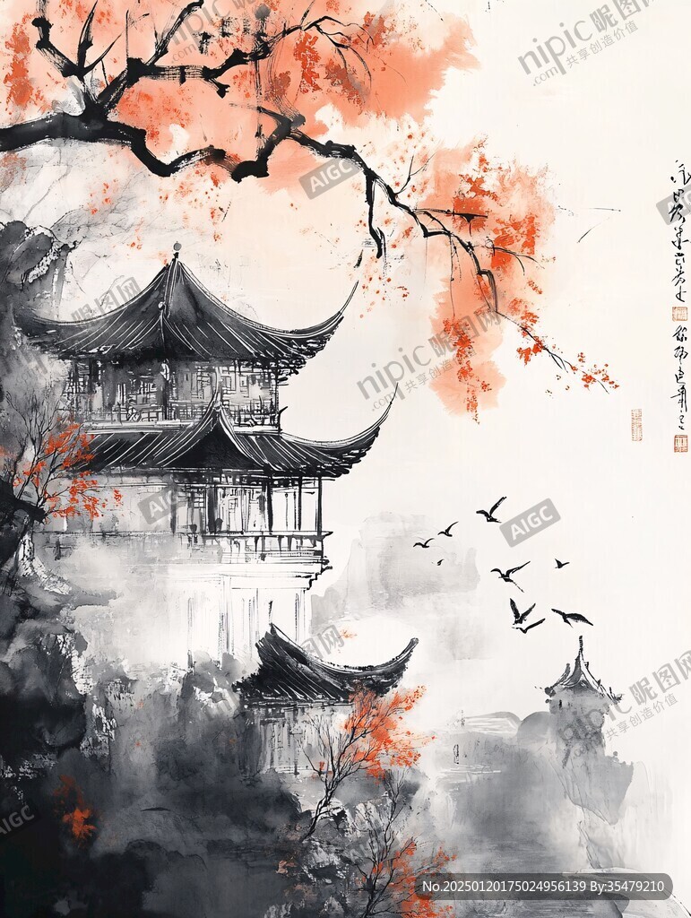 烟雨楼插画