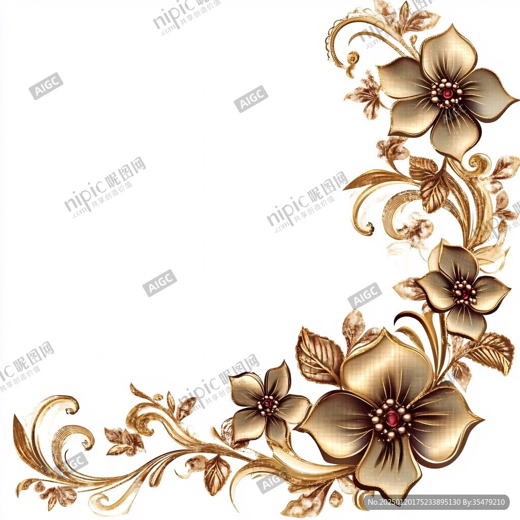 手绘金色花纹