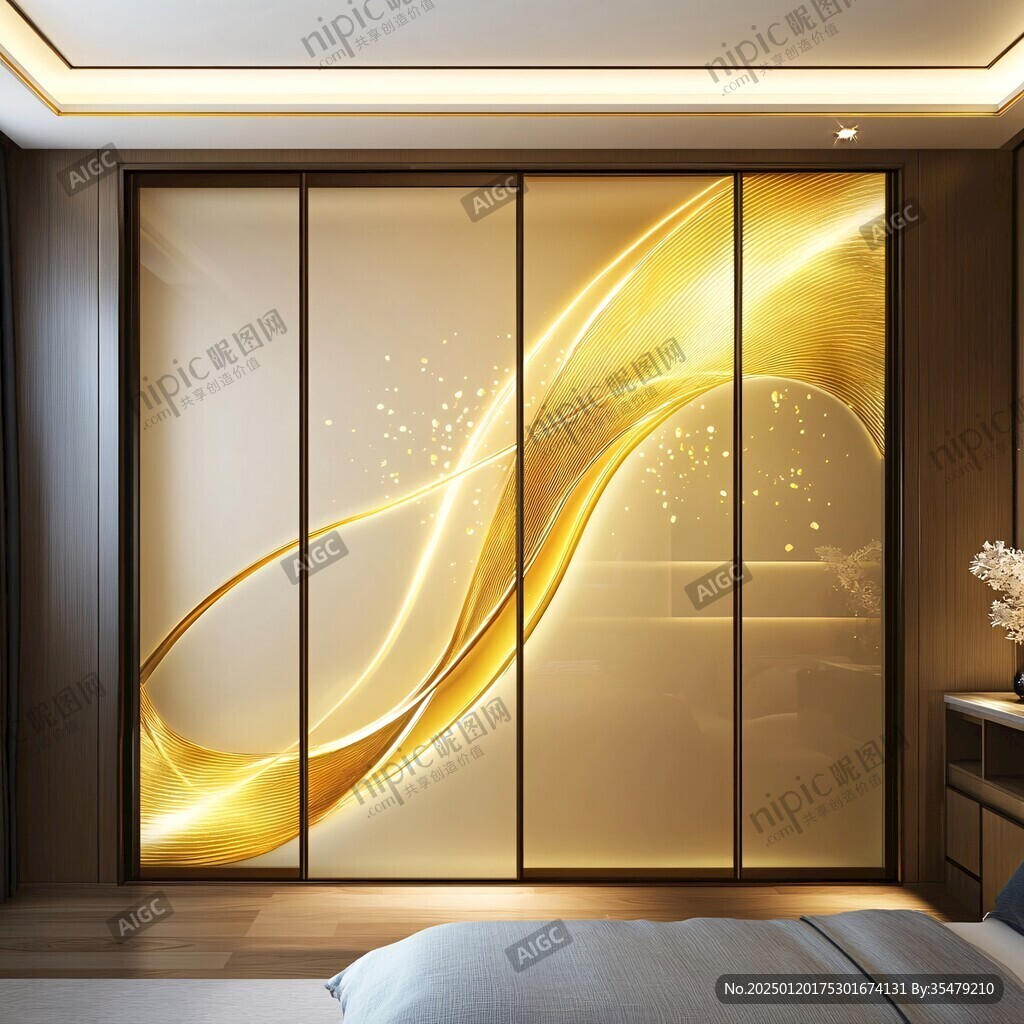 金色线条意境背景墙