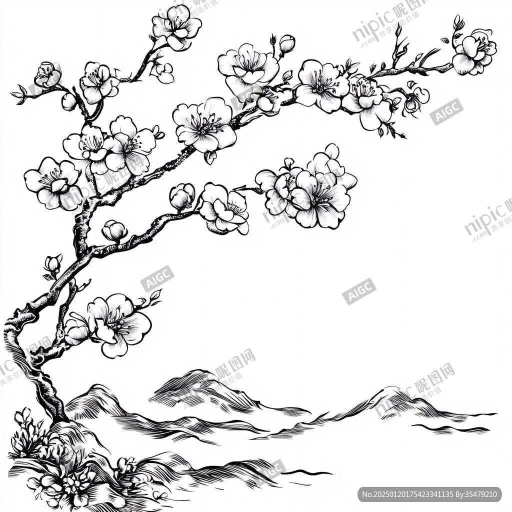 梅花海报线稿
