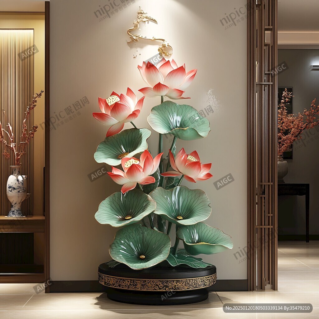 莲花客厅墙饰软装