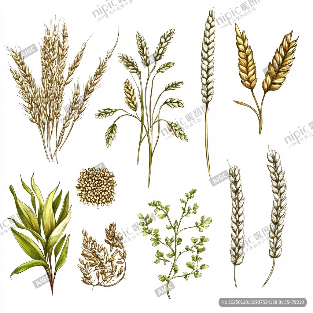 植物手绘五谷杂粮