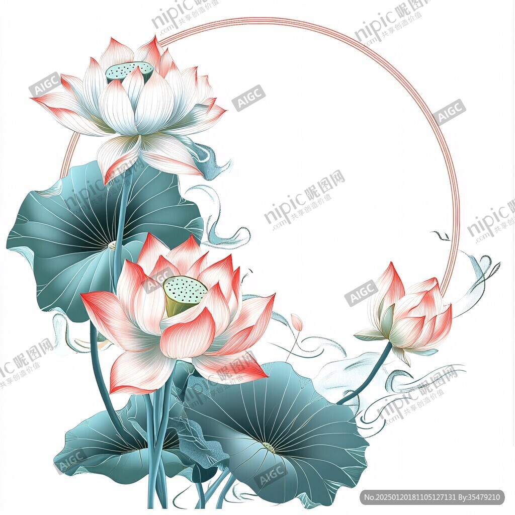 新中式莲花荷花