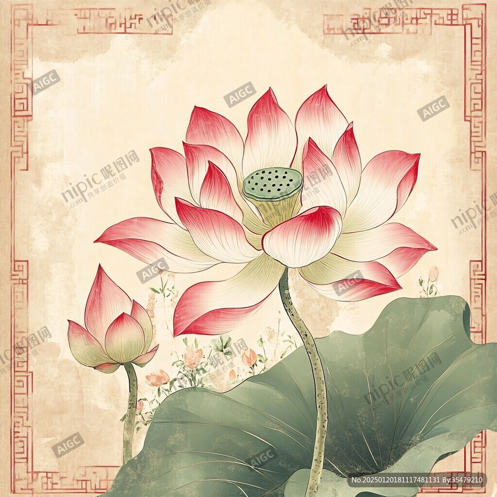 手绘荷花海报