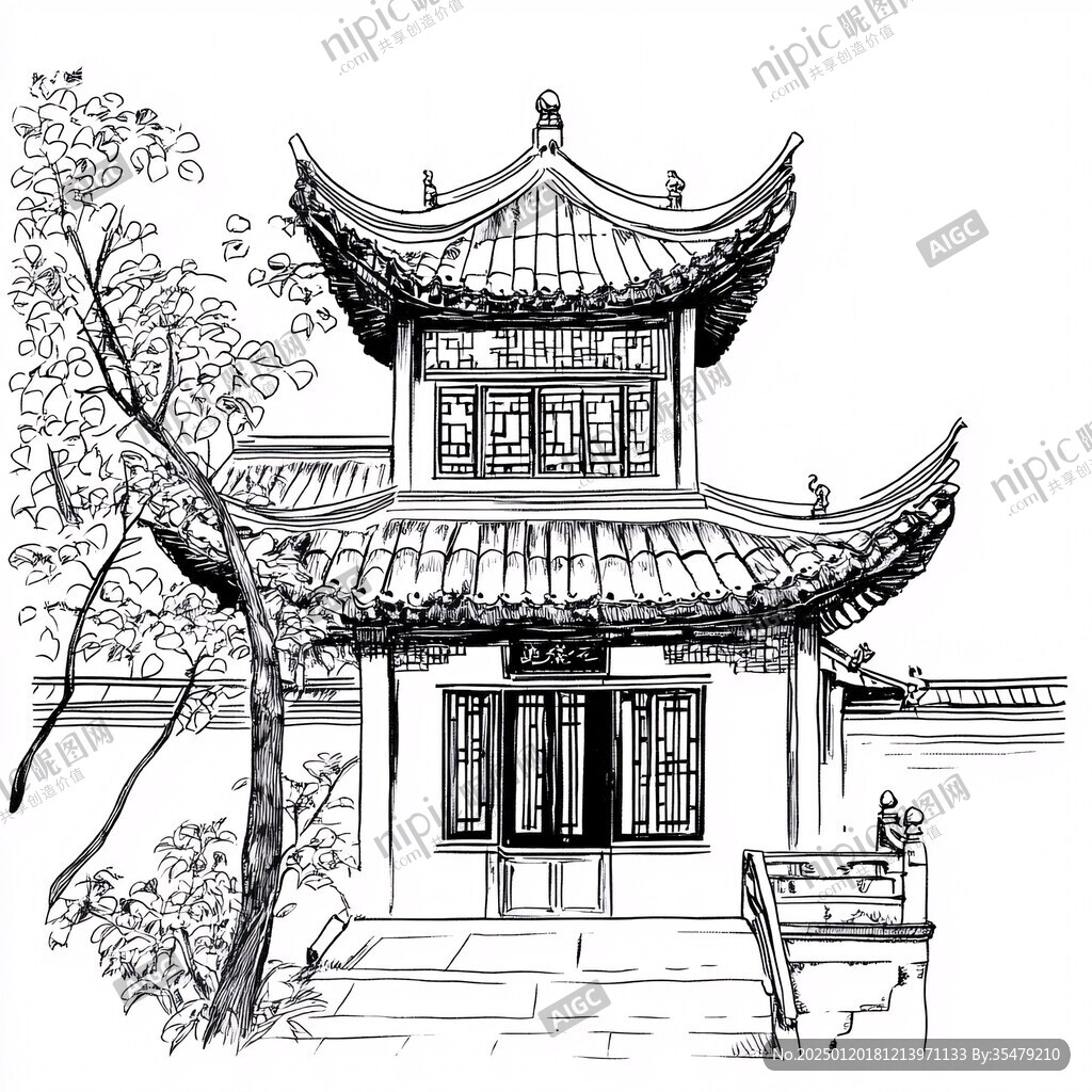 文济阁线稿