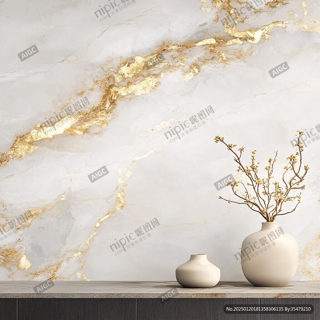 极简金箔石根线条对拼