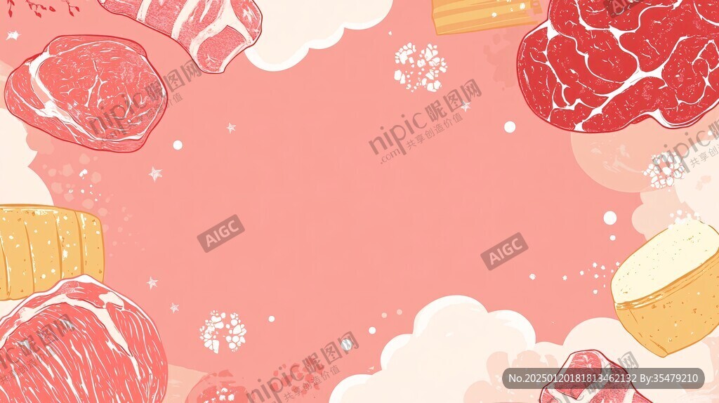 雪花牛肉插画