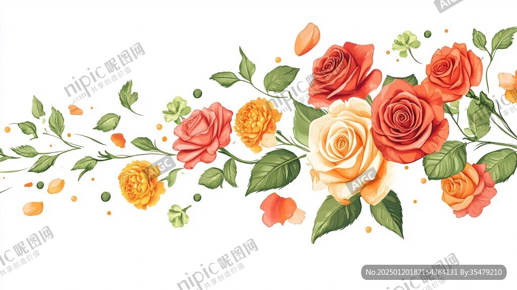 卡通花束玫瑰花插画