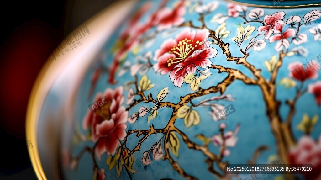 粉彩花瓶局部
