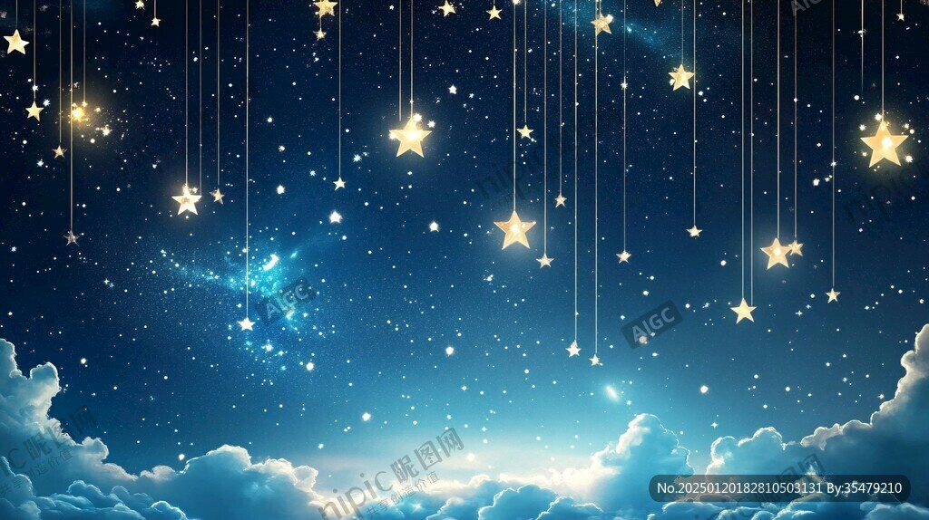 夜晚云彩星星