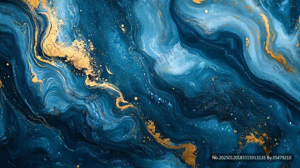 蓝色流体创意抽象画