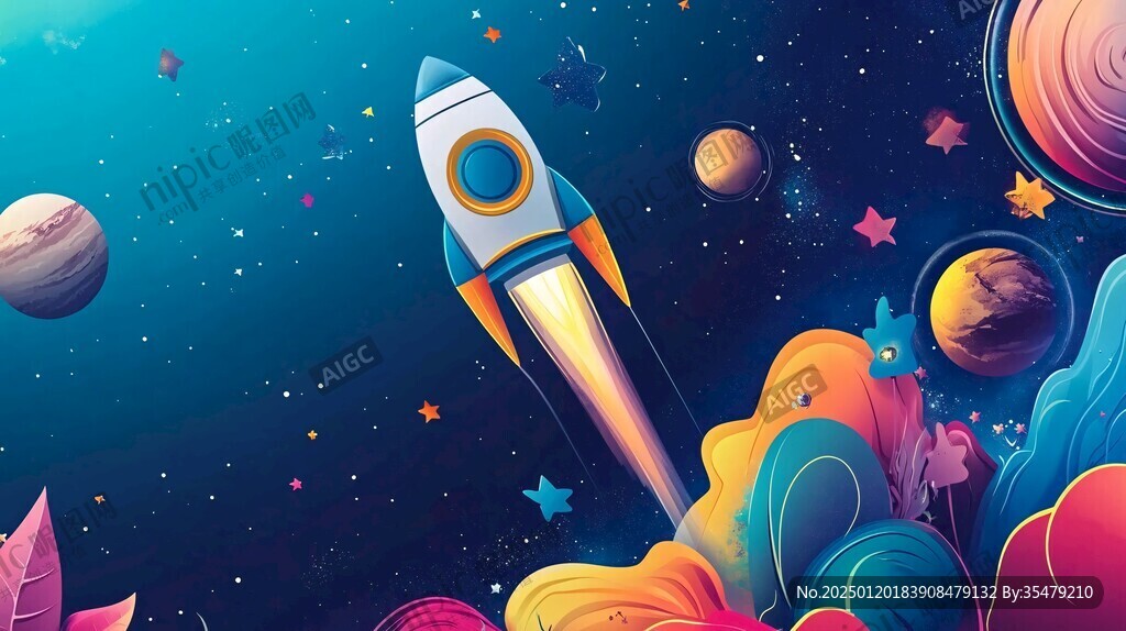 创意彩色缤纷宇宙插画