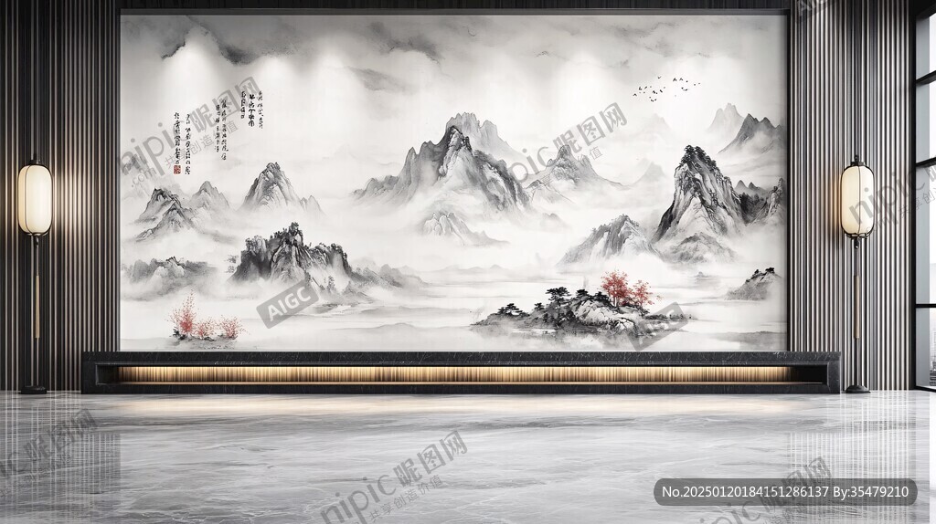 迎客松酒店客厅背景