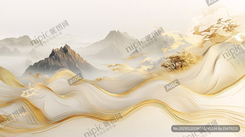 新中式金色山水