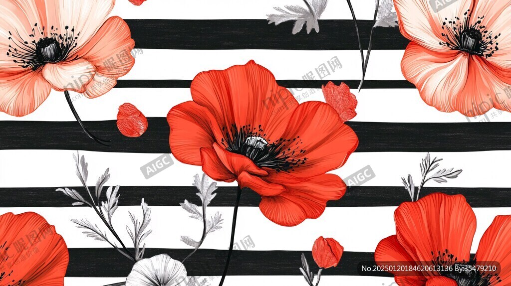 红色鲜花壁画