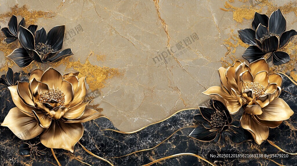 金线荷花客厅背景