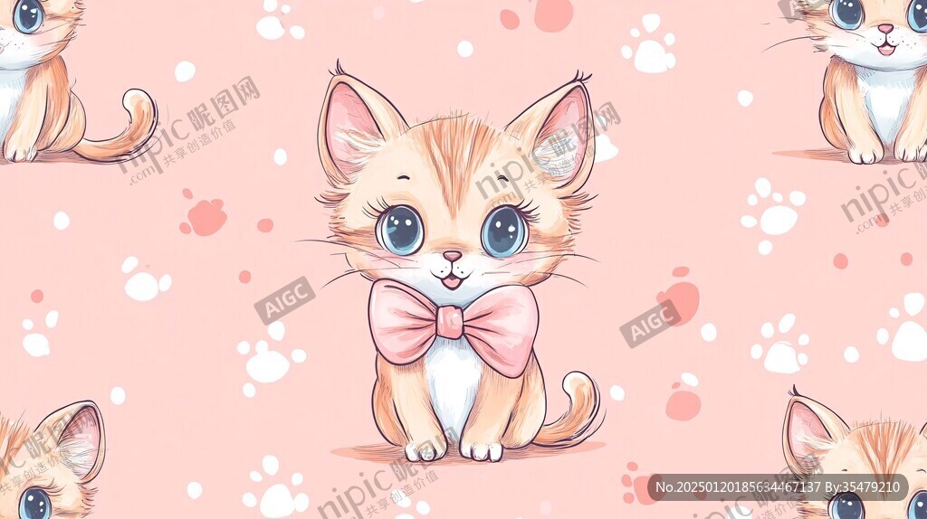 粉色猫猫卡通背景