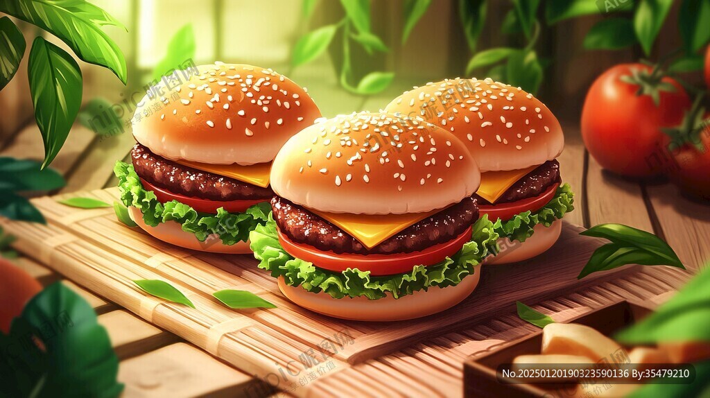 高清汉堡插画