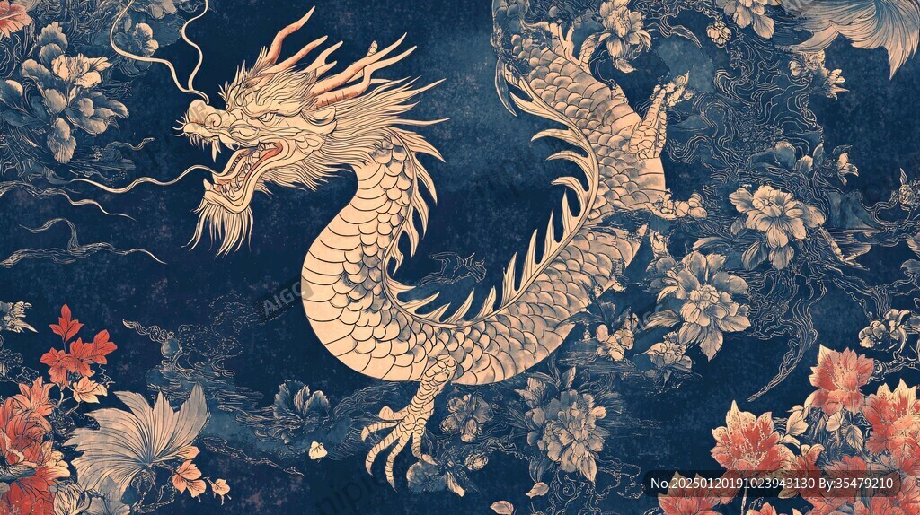龙年烫金插画