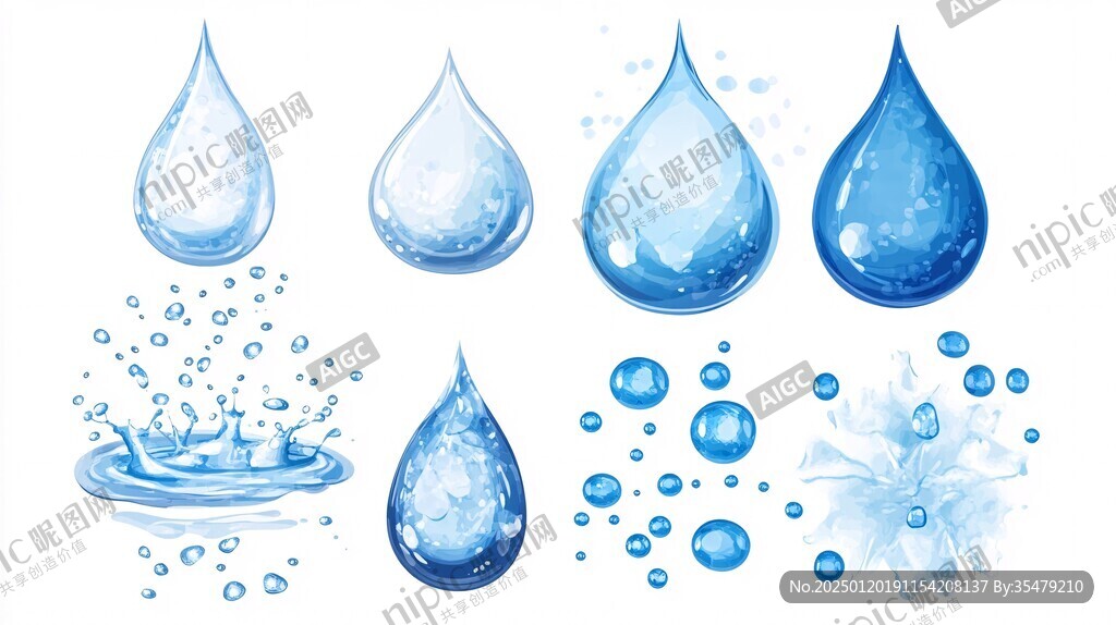 水珠手绘插画