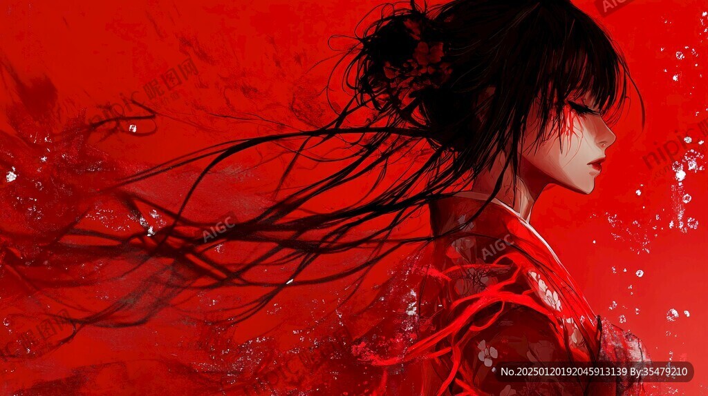 红衣少女设计古风