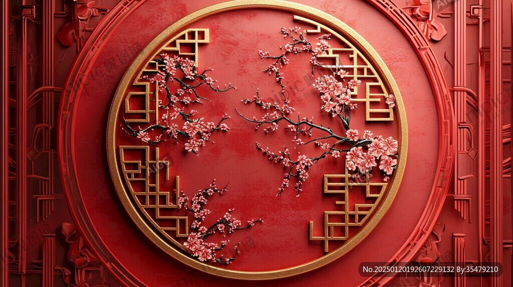 新中式圆形梅花