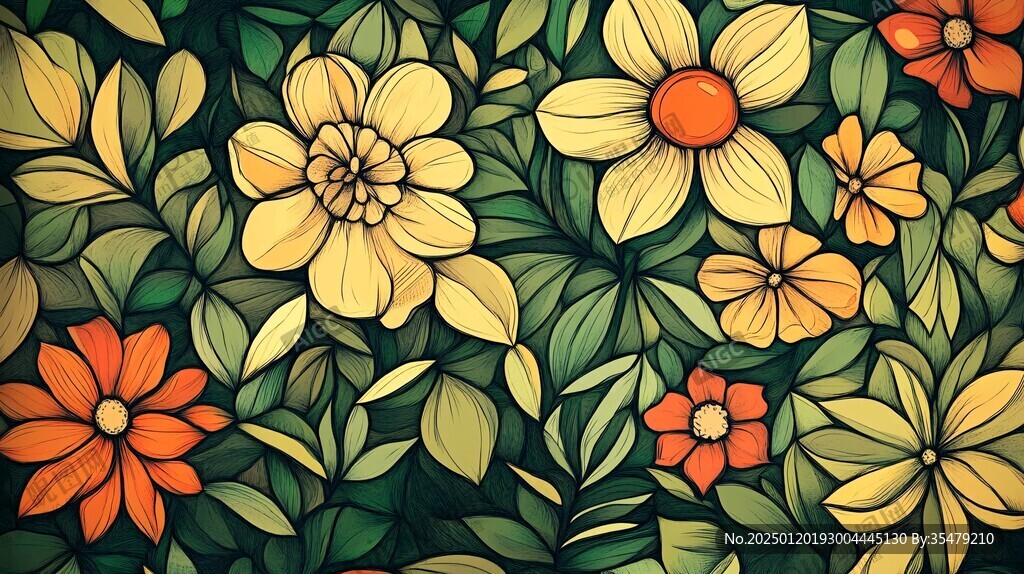 手绘创意百花壁纸