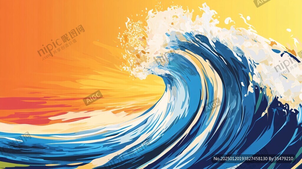浪花插画