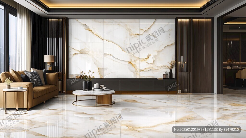 金色大理石瓷砖背景墙