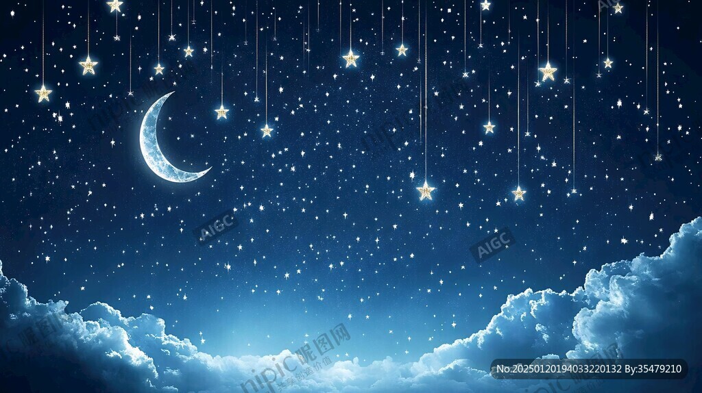 夜晚云彩星星