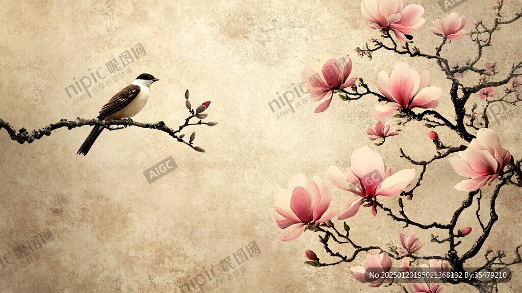 文艺古典花鸟壁纸