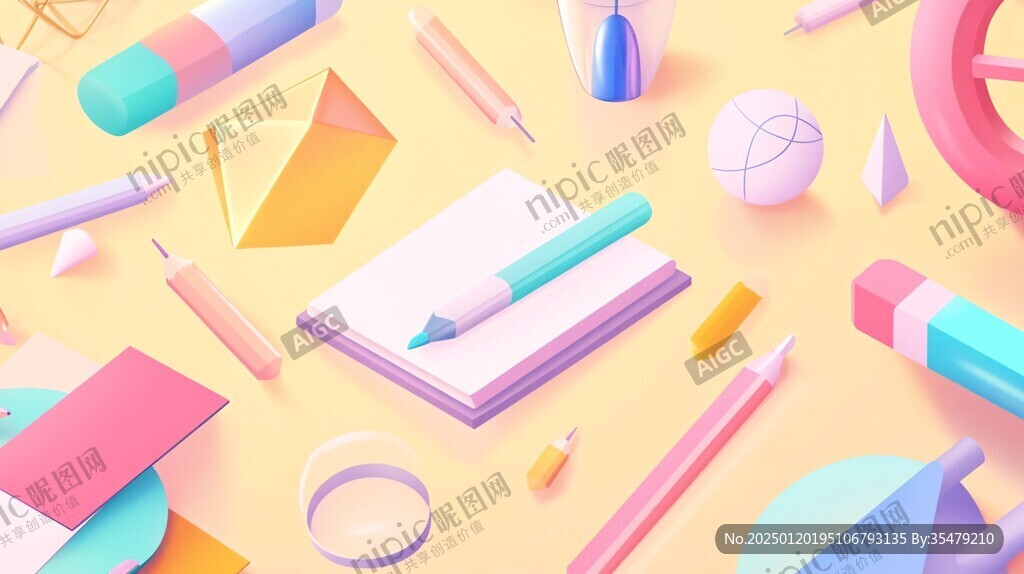 文具插画背景